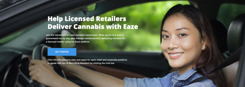 Screenshot of Eaze homepage